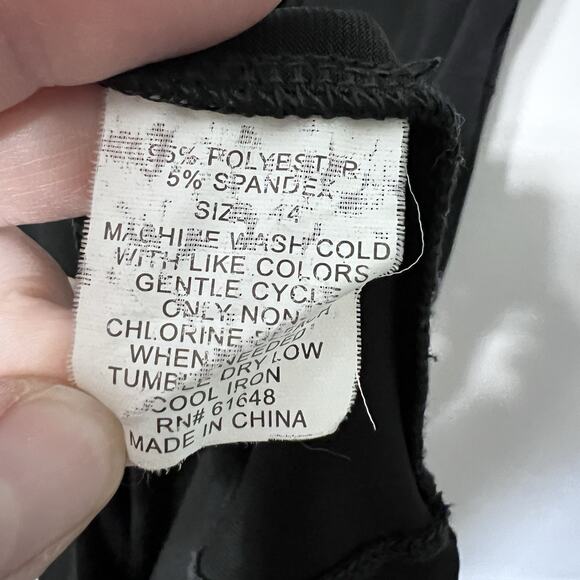 VTG Y2K Black Dress Sz 14 Sleeveless midi ruffle V-neck Empire Waist Career - Picture 4 of 8